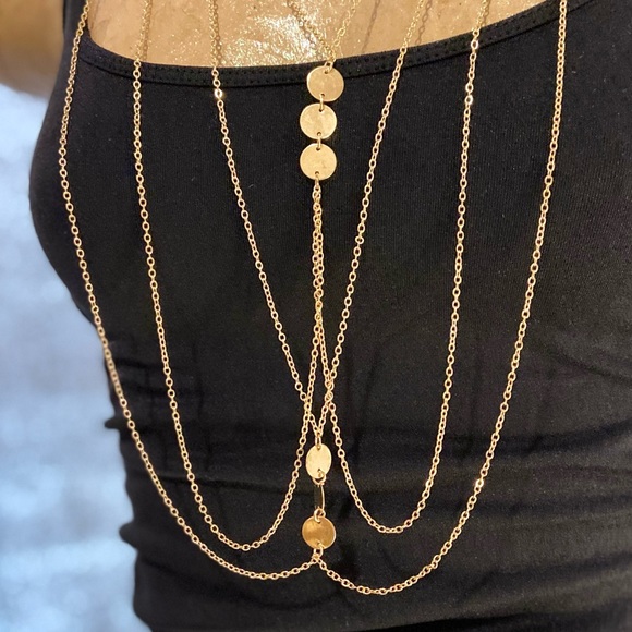 Gold Statement Body Chain Sexy Necklace - Picture 8 of 11